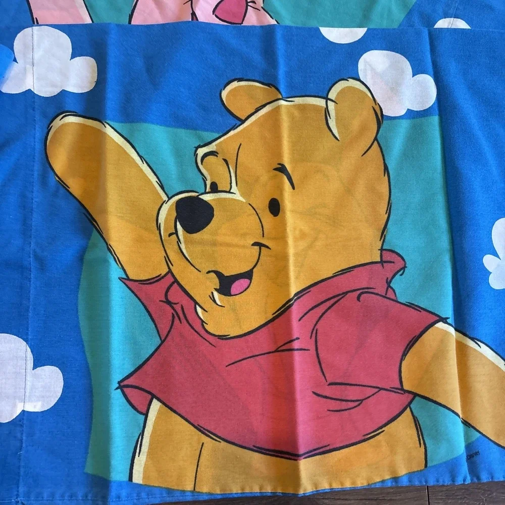 Vtg Disney Winnie the Pooh Piglet Twin 1 Flat 1 Fitted Sheet 2 Pillow Cases Set